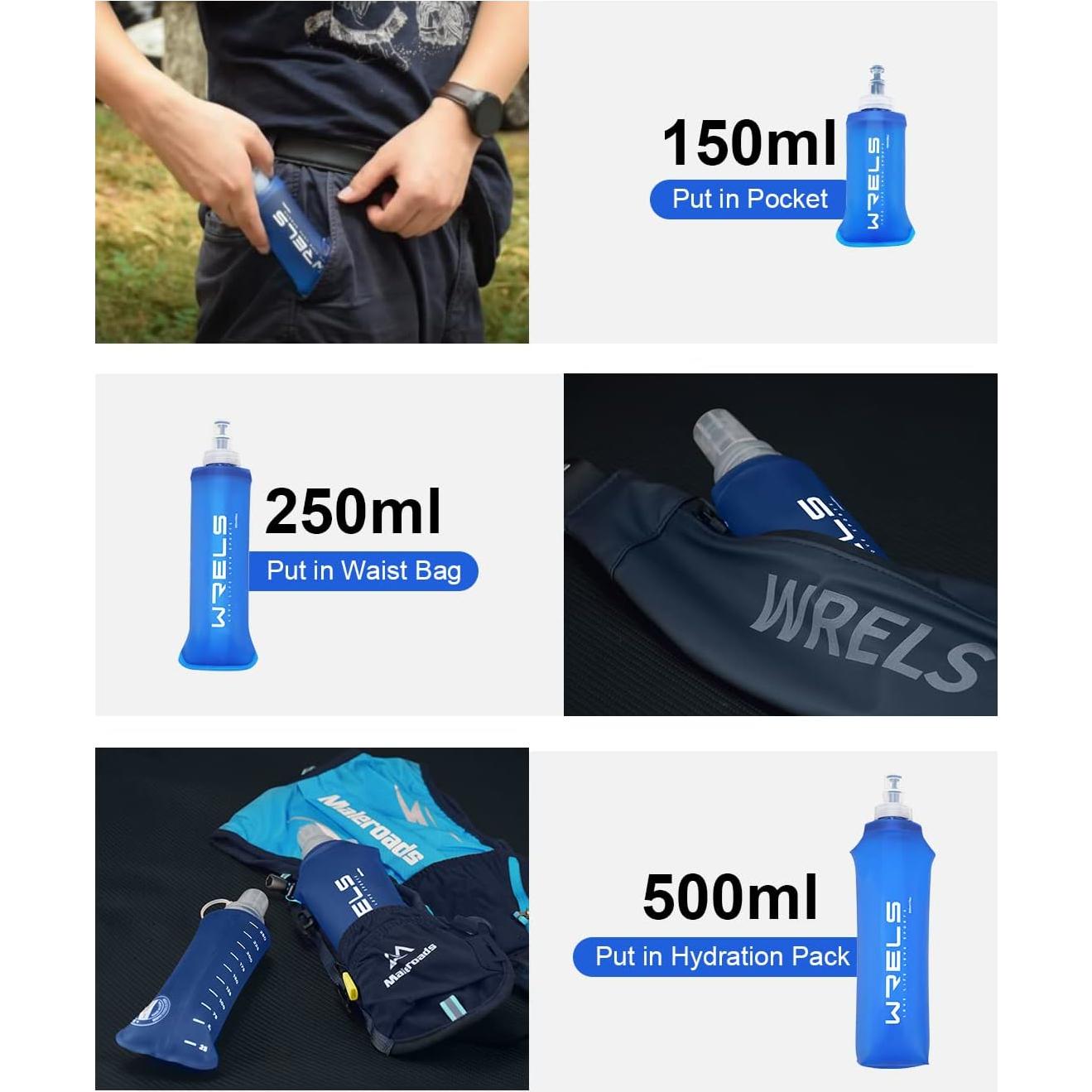 Botella de Agua Plegable WRELS 500ml Ligera para Deportes