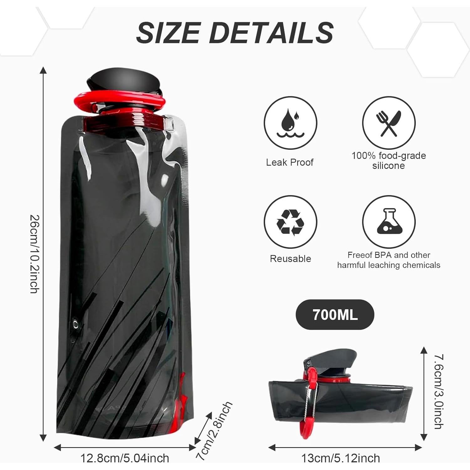 Paquete de 4 Botellas Plegables Mooisco 700 ml para Camping