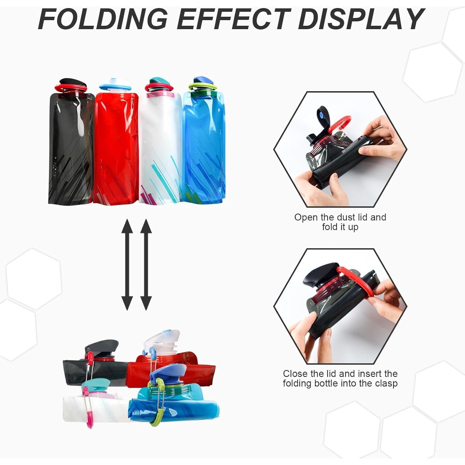 Paquete de 4 Botellas Plegables Mooisco 700 ml para Camping