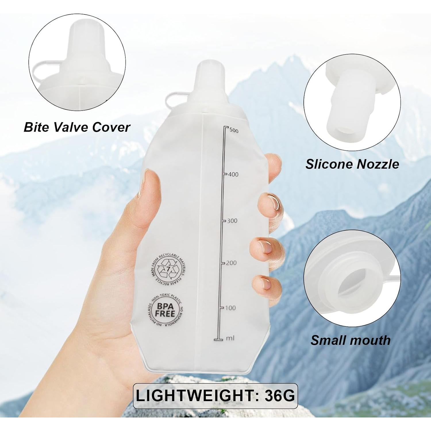 Botella de Agua Suave ISLOYALS 500ml Plegable TPU Blanca
