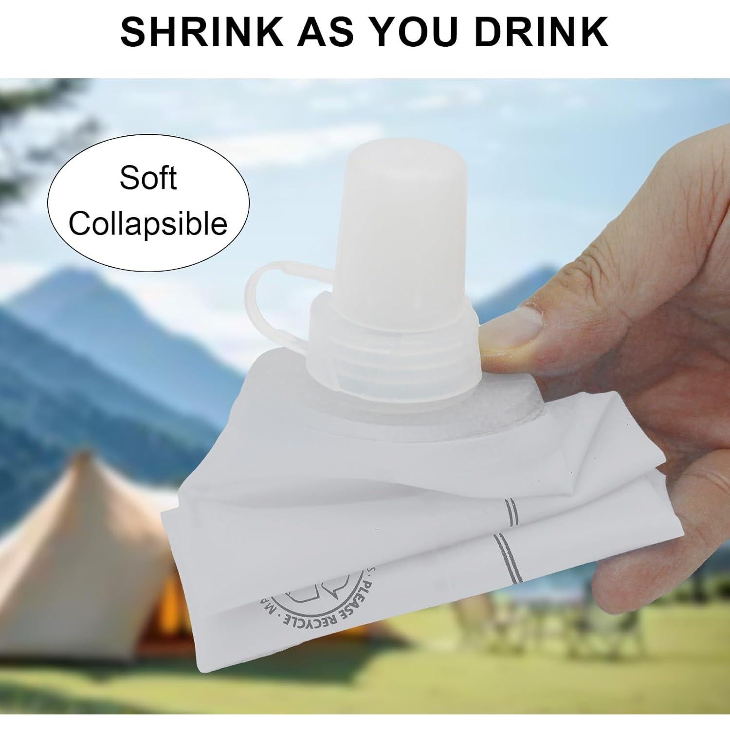 Botella de Agua Suave ISLOYALS 500ml Plegable TPU Blanca