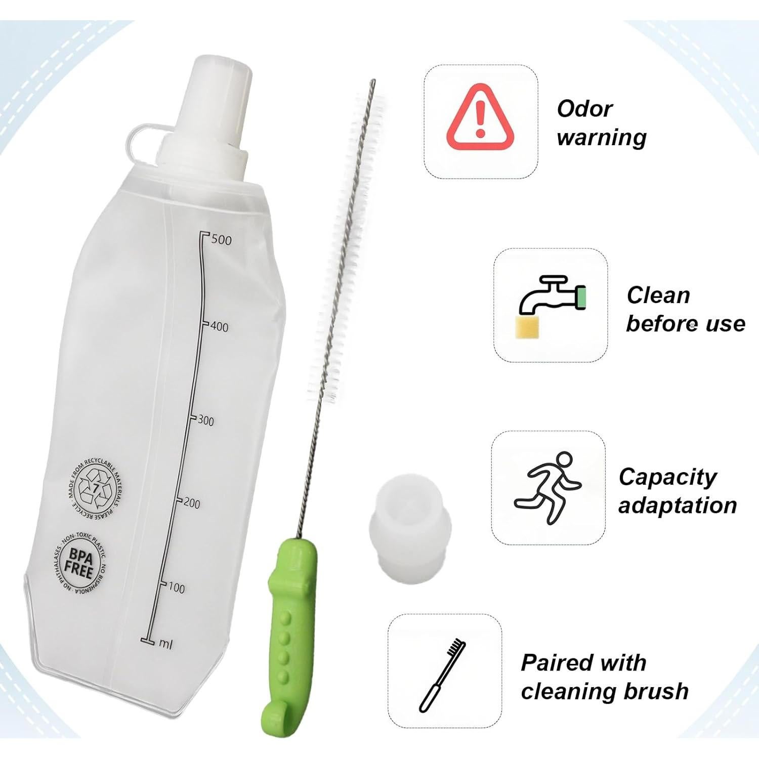 Botella de Agua Suave ISLOYALS 500ml Plegable TPU Blanca