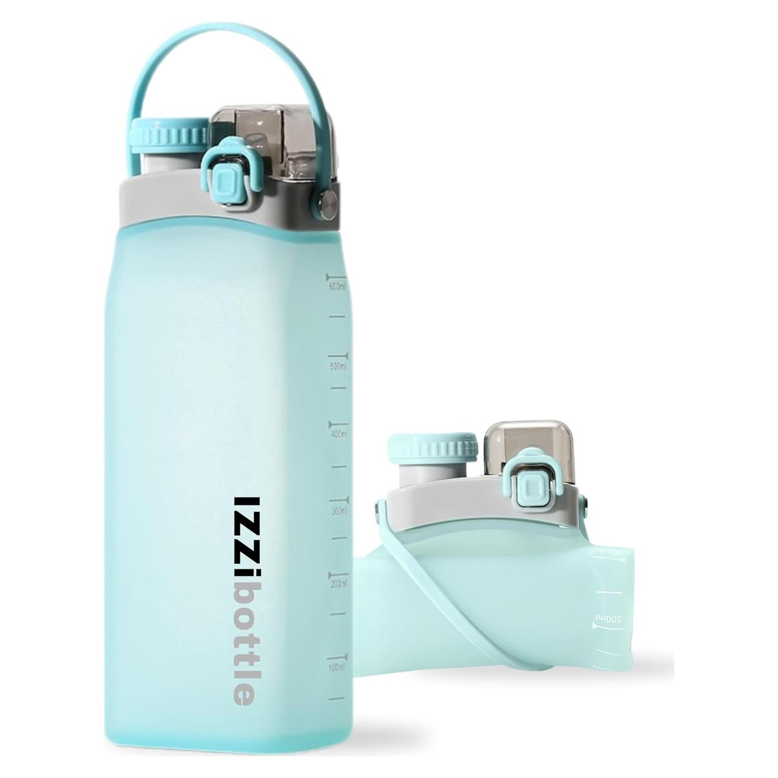 Botella Plegable de Silicona IZZIbottle 600ml Azul Libre BPA