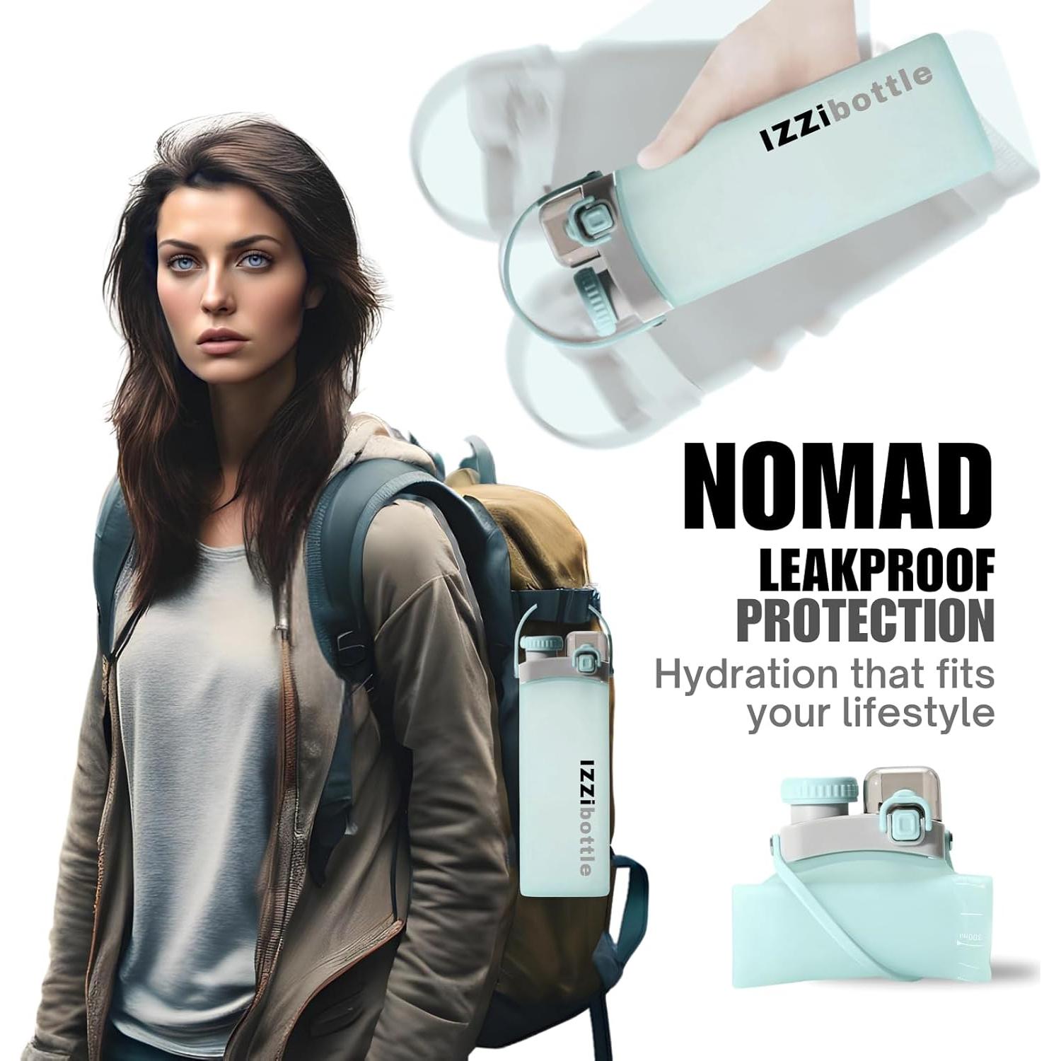 Botella Plegable de Silicona IZZIbottle 600ml Azul Libre BPA