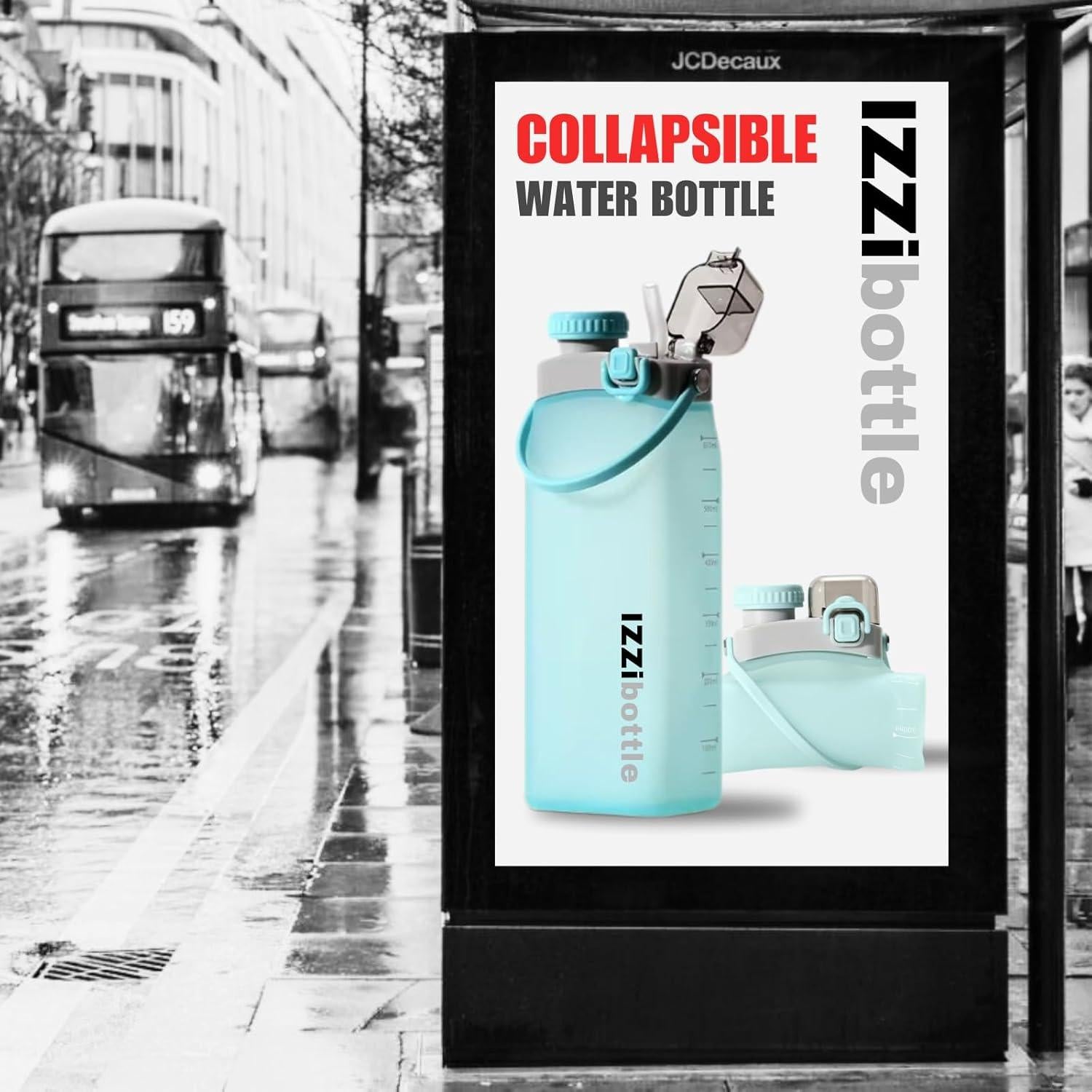 Botella Plegable de Silicona IZZIbottle 600ml Azul Libre BPA