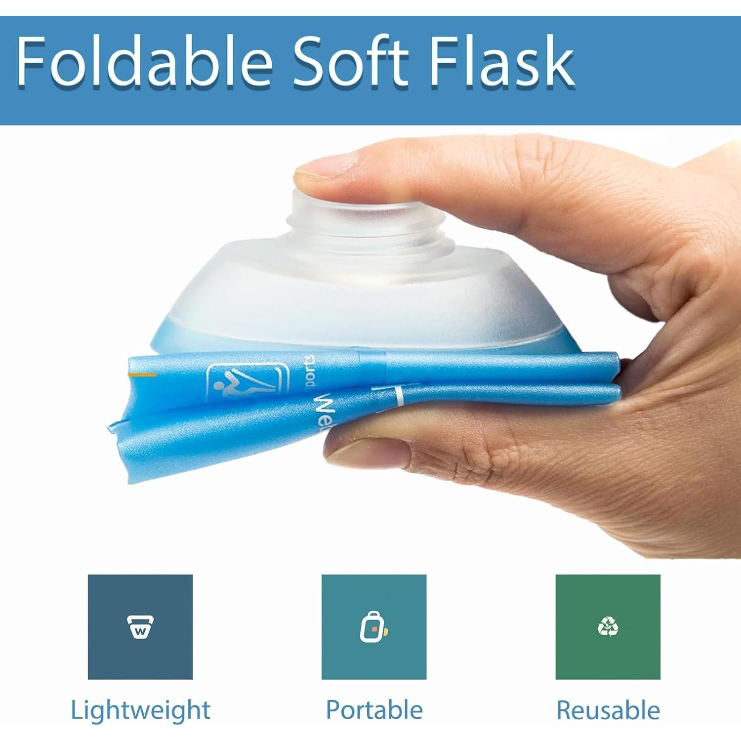 Botella de Agua Plegable CLINTT 500ml Azul TPU Reutilizable