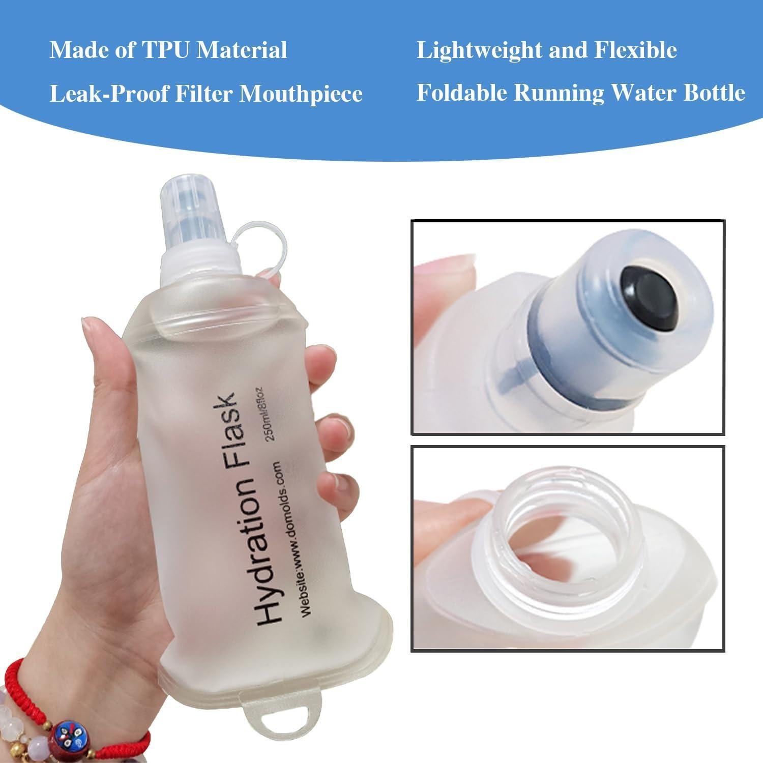 Botella de Agua Plegable CLINTT 500ml Azul TPU Reutilizable