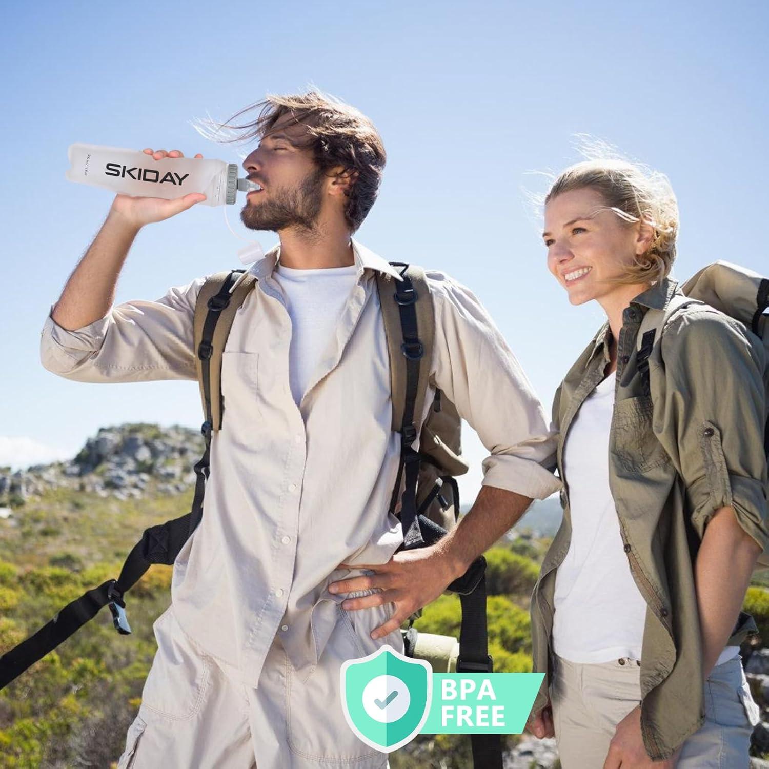 Botella de Agua Plegable SKIDAY 500ml Libre de BPA Blanca