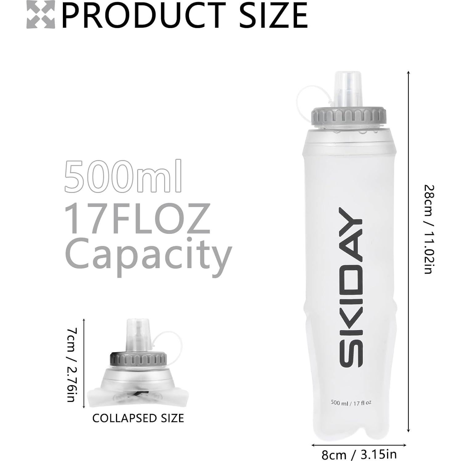 Botella de Agua Plegable SKIDAY 500ml Libre de BPA Blanca