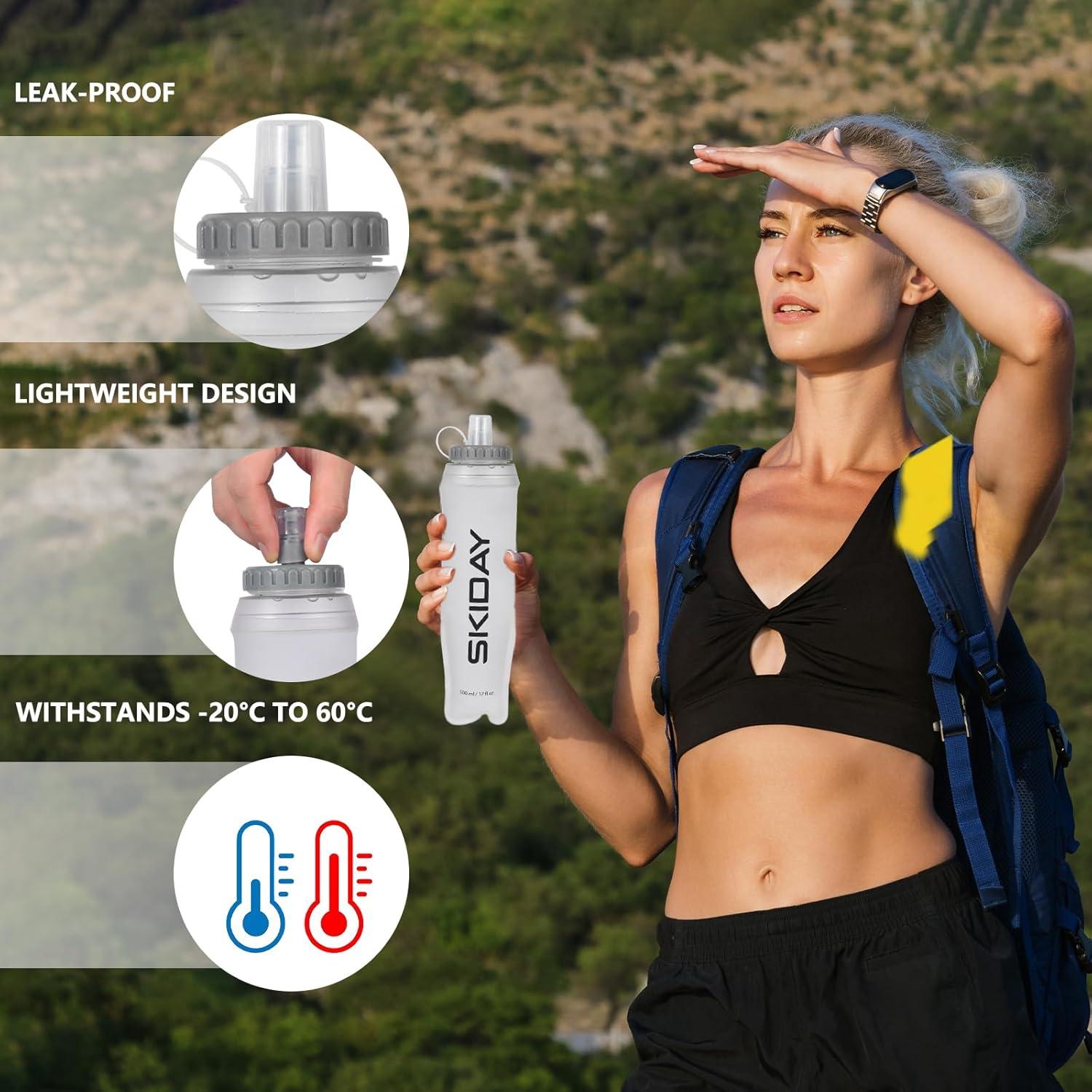 Botella de Agua Plegable SKIDAY 500ml Libre de BPA Blanca