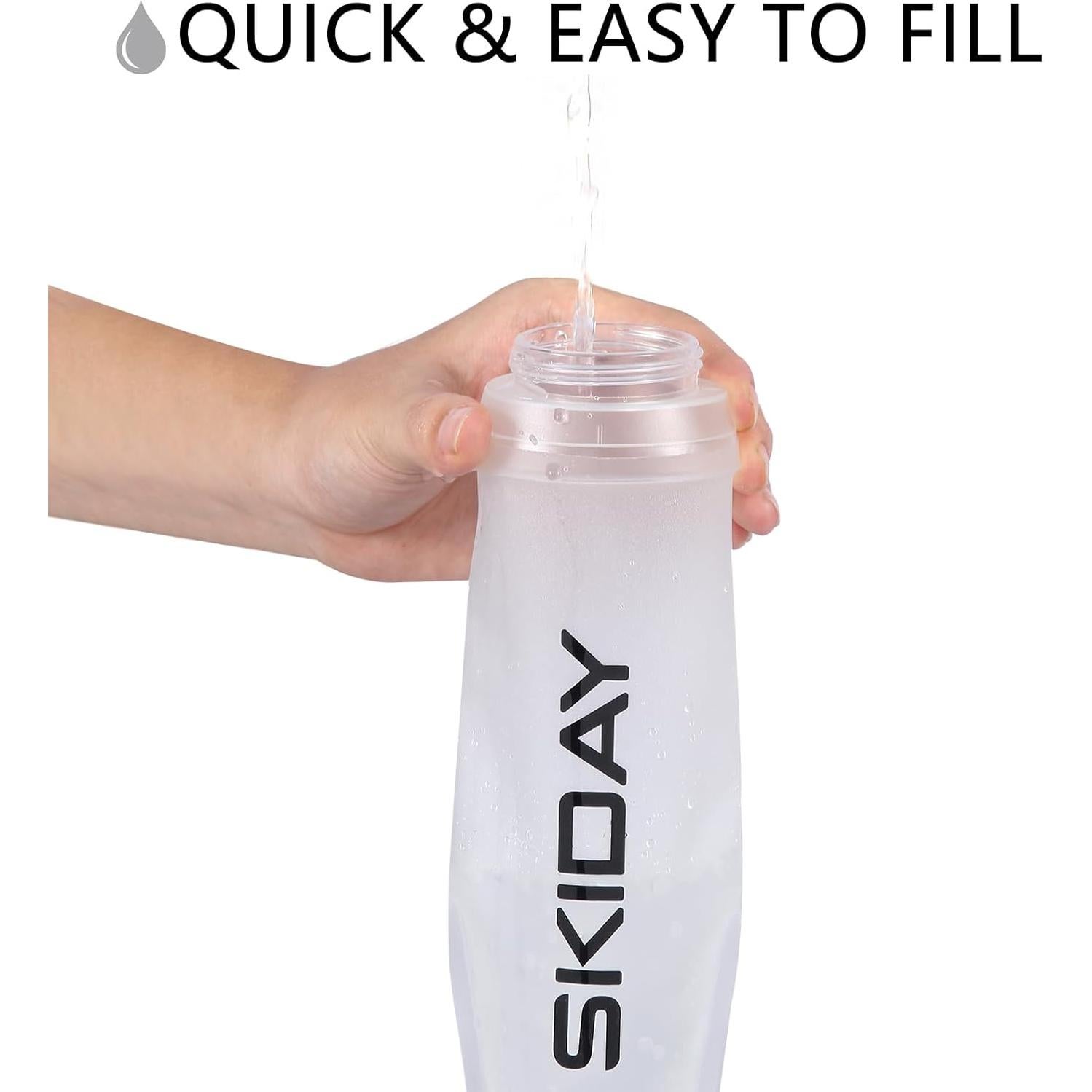 Botella de Agua Plegable SKIDAY 500ml Libre de BPA Blanca