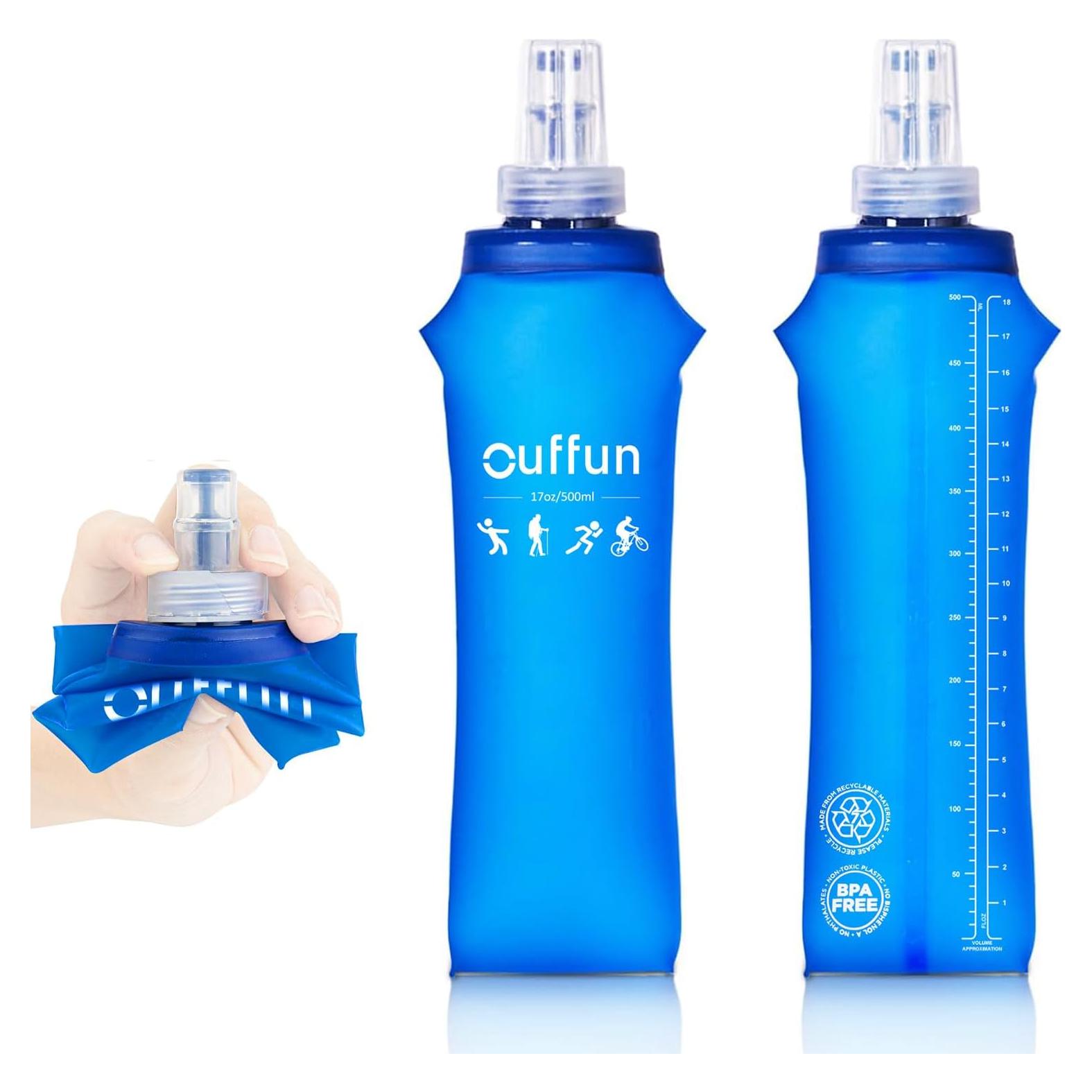 Paquete de 2 Botellas de Agua Suave Ouffun 500ml Colapsables
