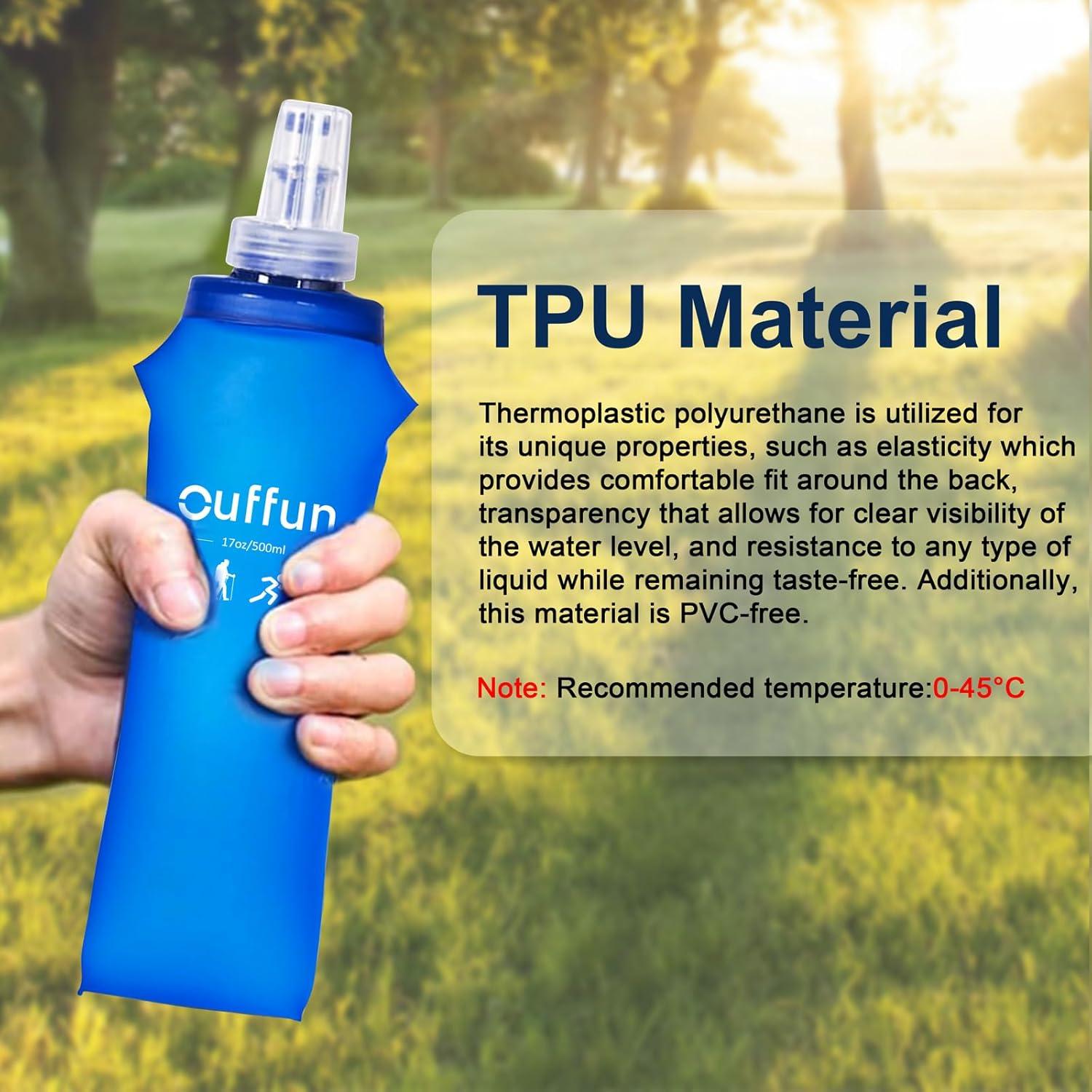 Paquete de 2 Botellas de Agua Suave Ouffun 500ml Colapsables