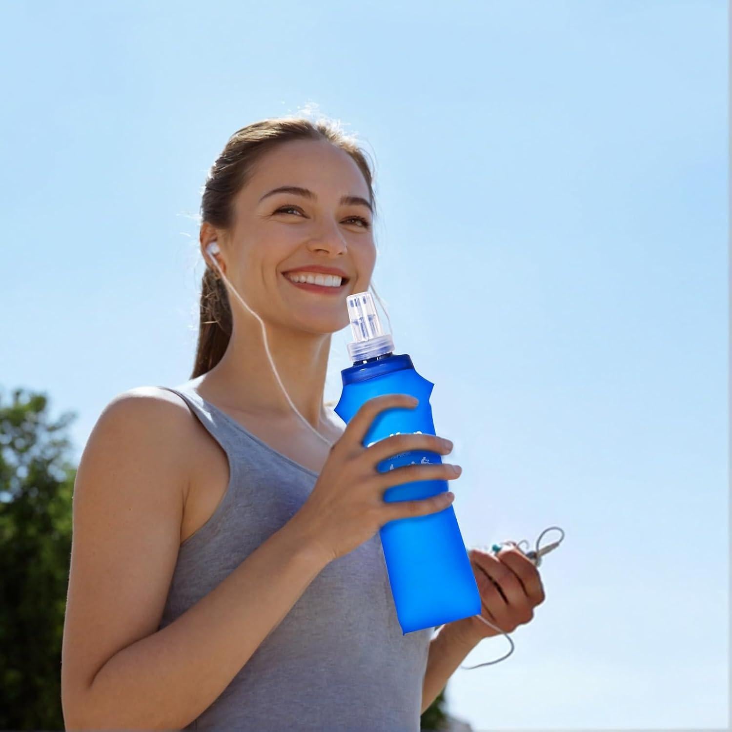 Paquete de 2 Botellas de Agua Suave Ouffun 500ml Colapsables