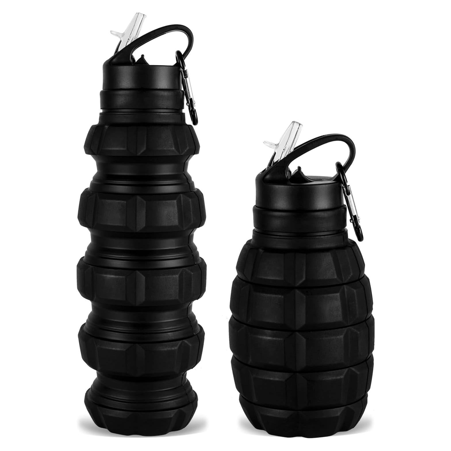 Botella de Agua Plegable QiCheng&LYS 580ml Silicona Negra