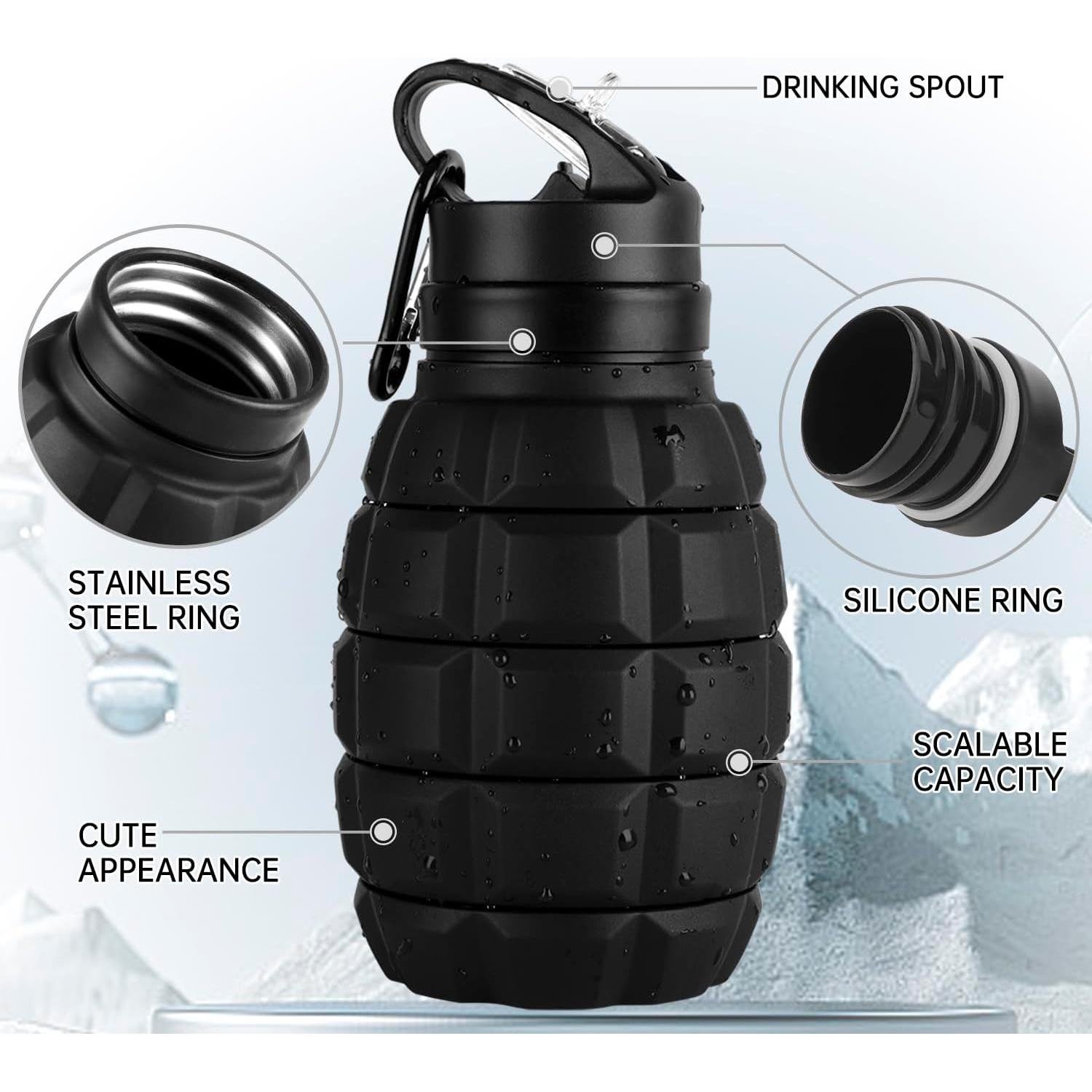 Botella de Agua Plegable QiCheng&LYS 580ml Silicona Negra