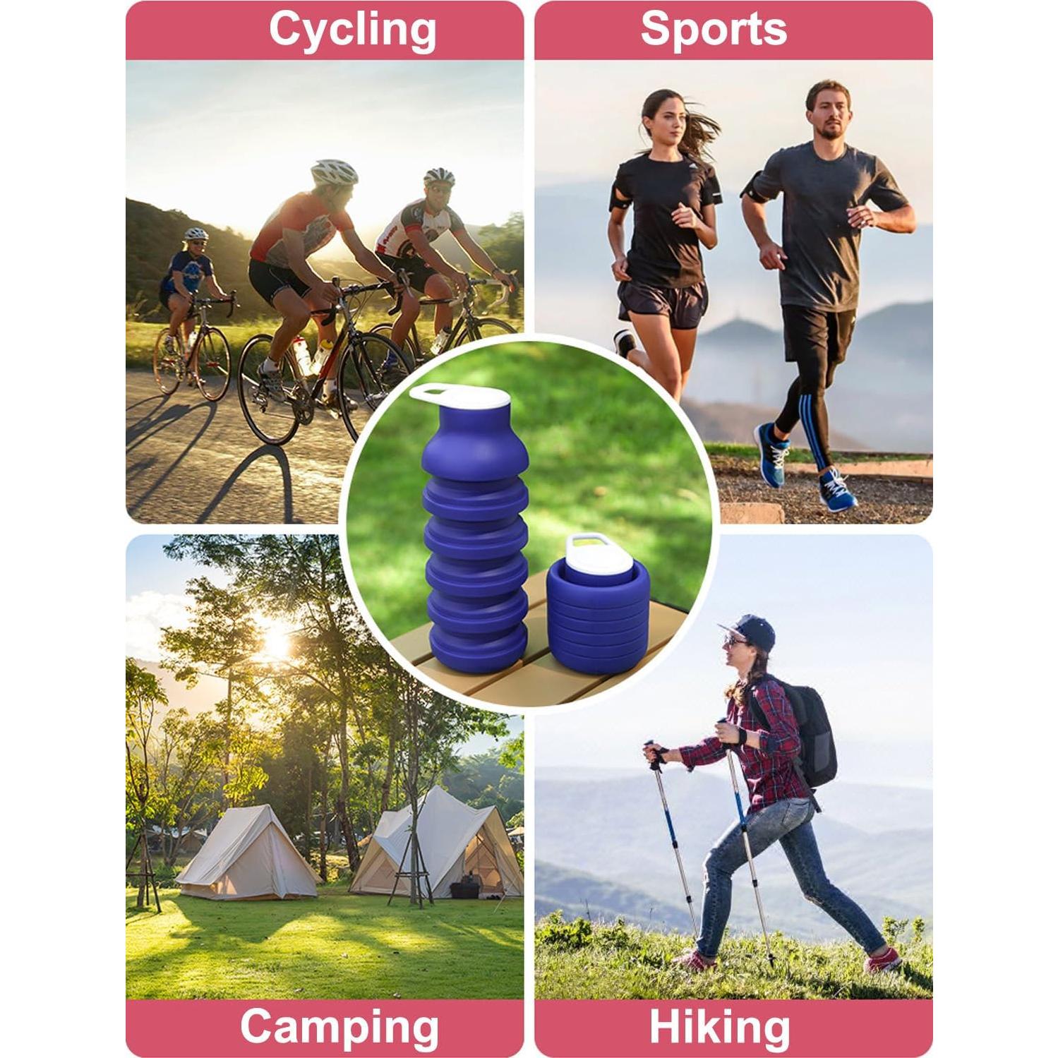 Botella de Agua Plegable BMLFOH 600ml Azul Oscuro - BPA Free