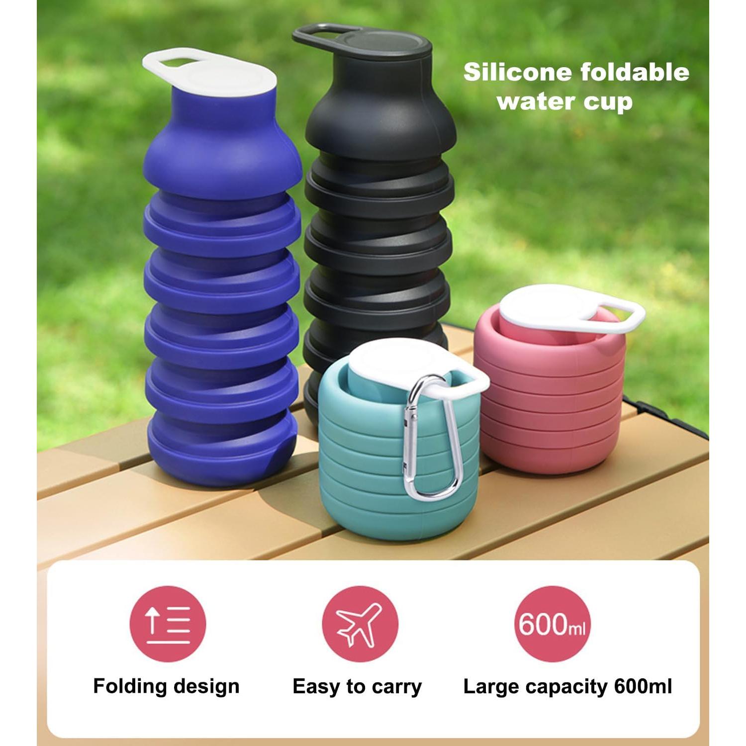 Botella de Agua Plegable BMLFOH 600ml Azul Oscuro - BPA Free