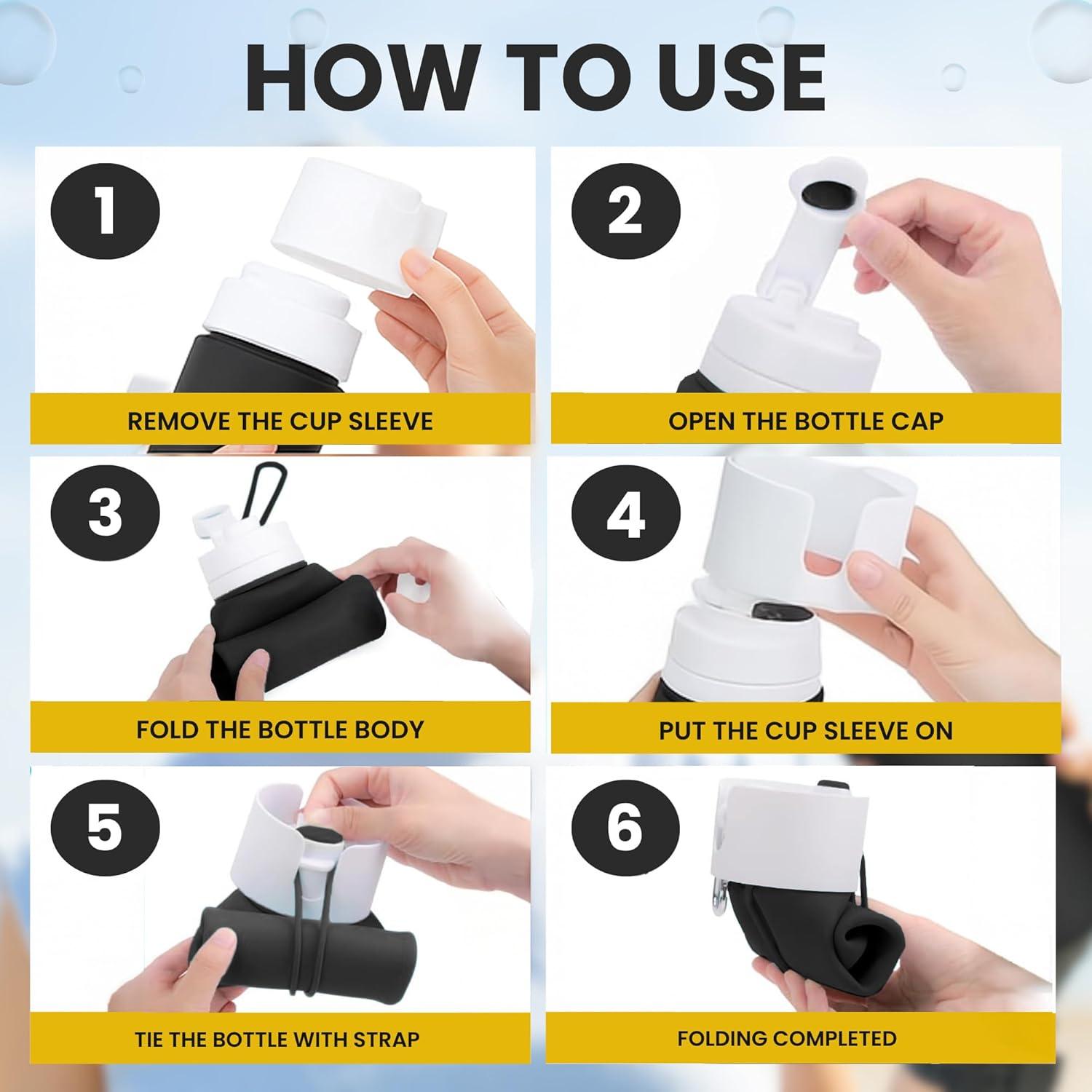 Botella de Agua Plegable Lumabelt 0.77L Silicona BPA Libre