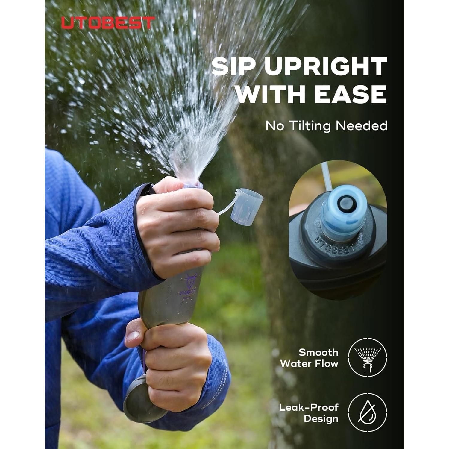 Botella de Agua Flexible 500ml UTOBEST Morado Colapsable