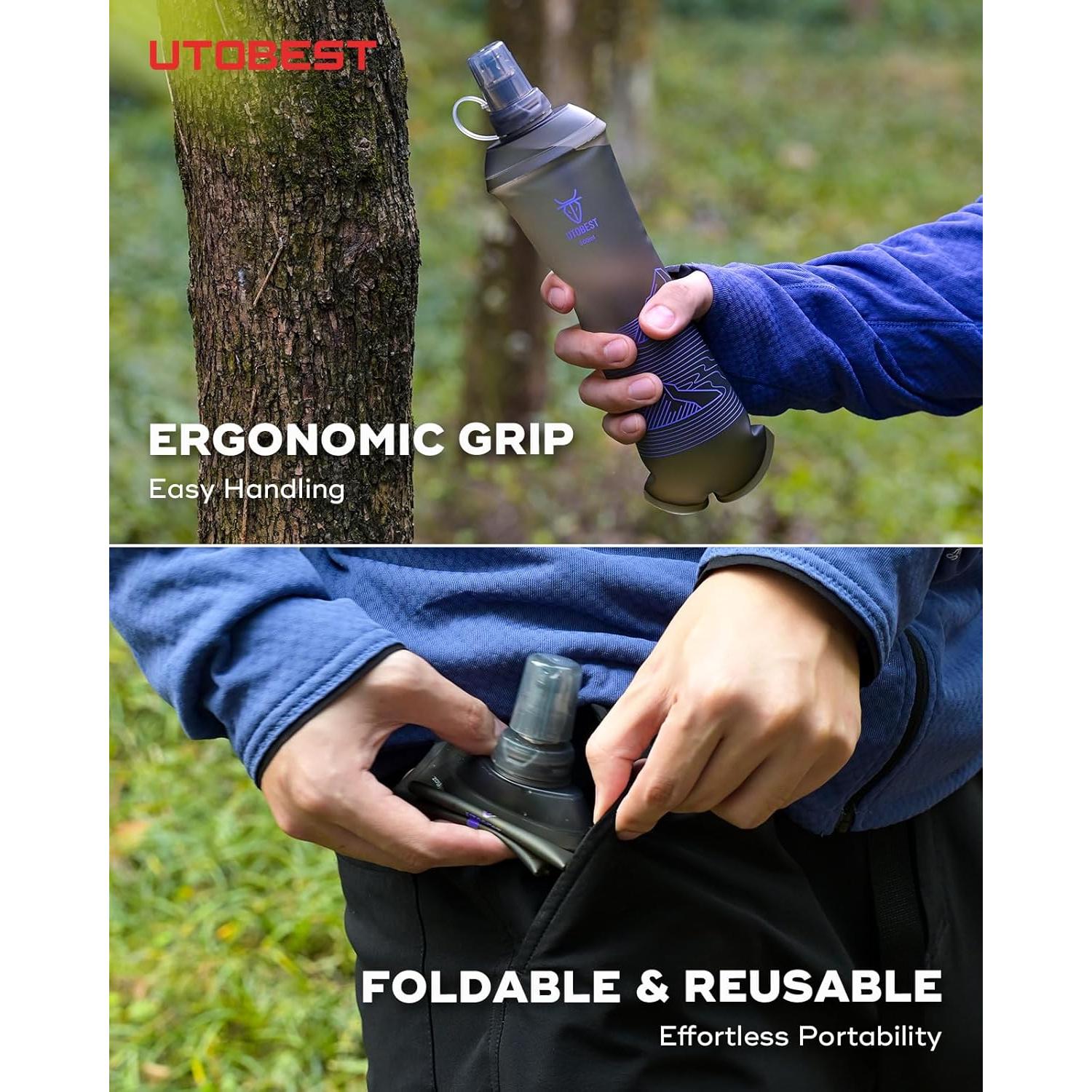 Botella de Agua Flexible 500ml UTOBEST Morado Colapsable