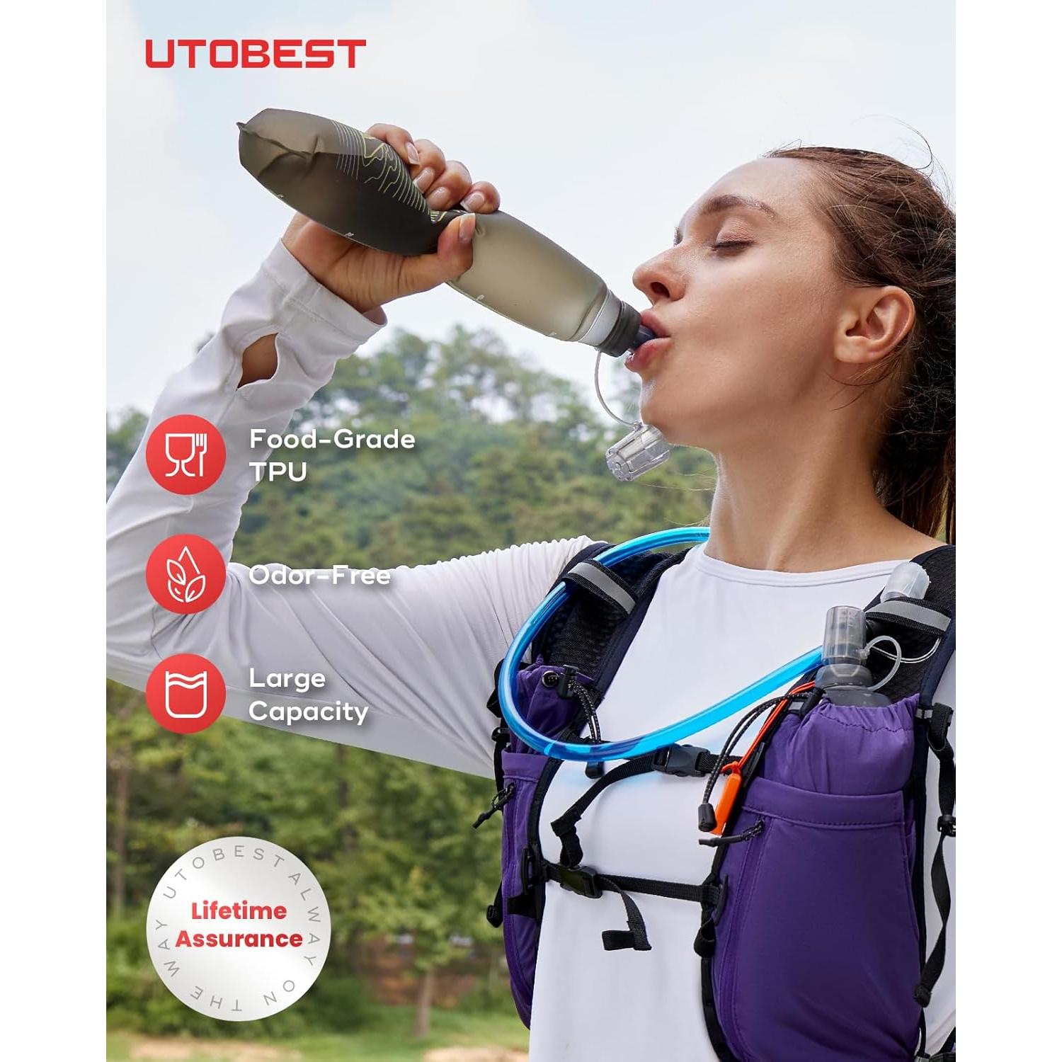 Botella de Agua Flexible 500ml UTOBEST Morado Colapsable