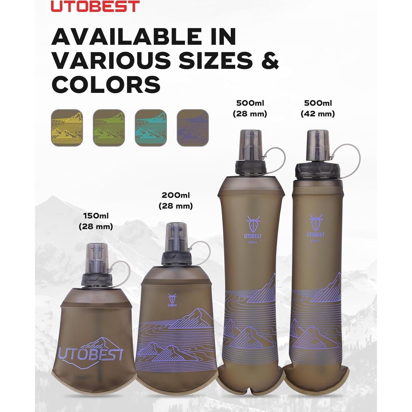 Botella de Agua Flexible 500ml UTOBEST Morado Colapsable