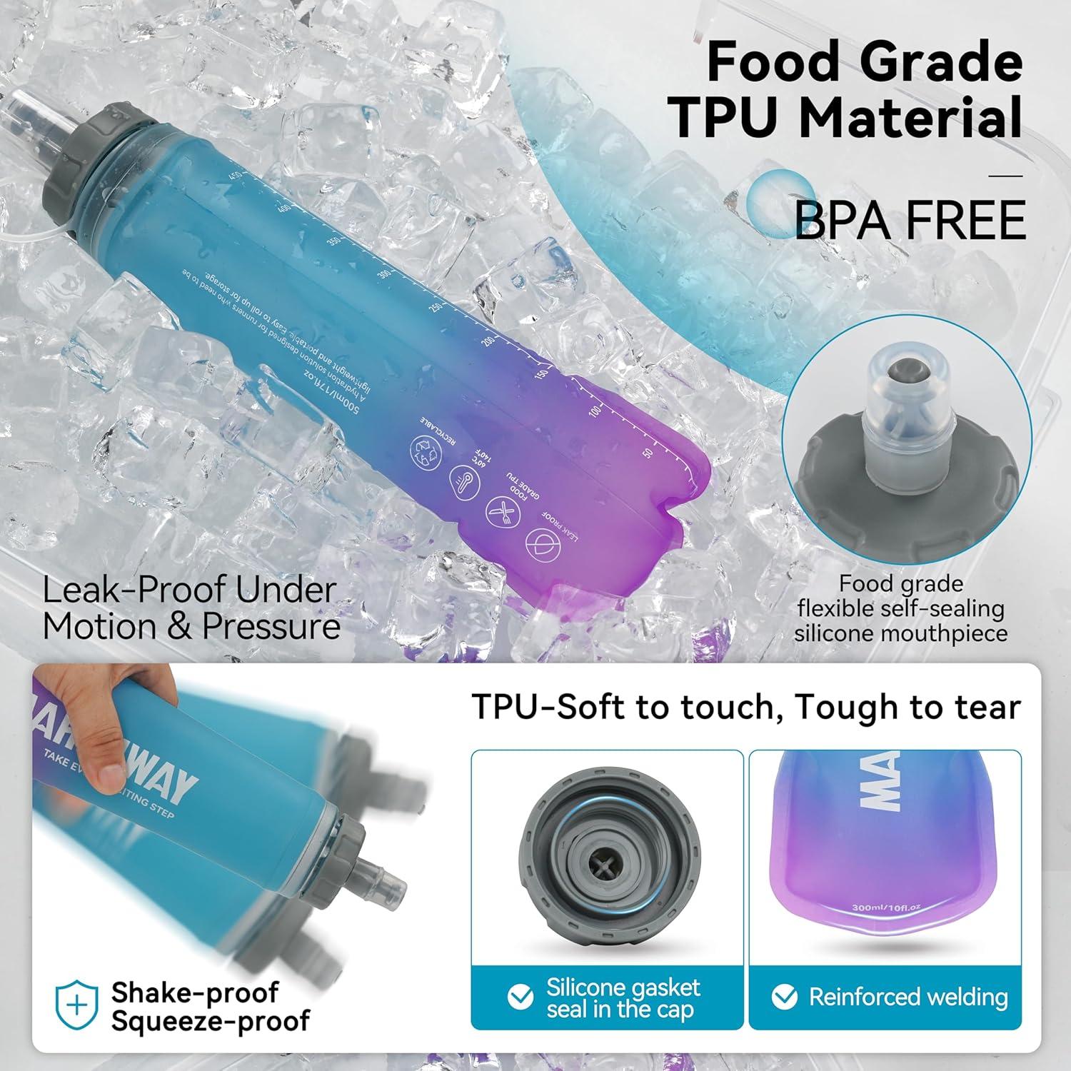 Botella de Agua Colapsable MARCHWAY 300ml Azul Púrpura