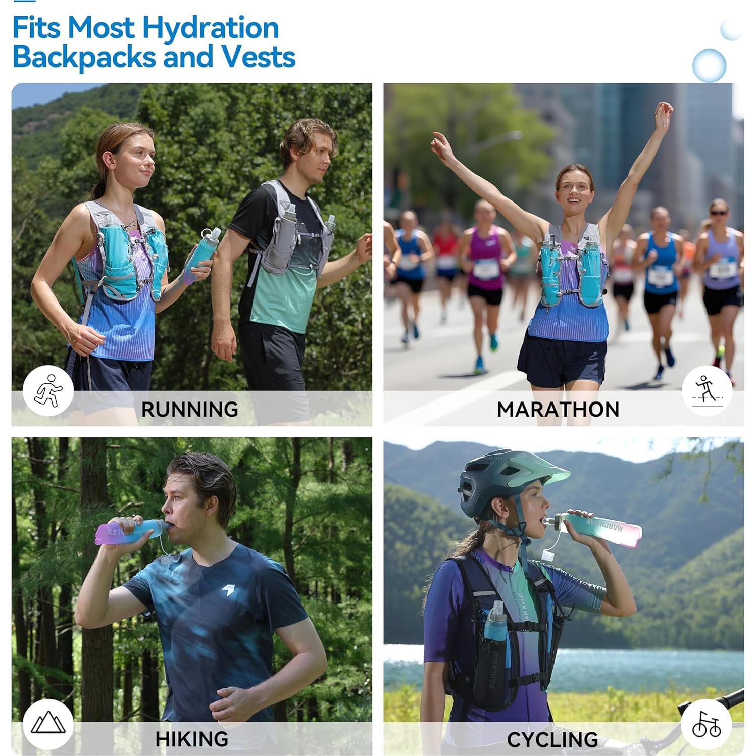 Botella de Agua Colapsable MARCHWAY 300ml Azul Púrpura