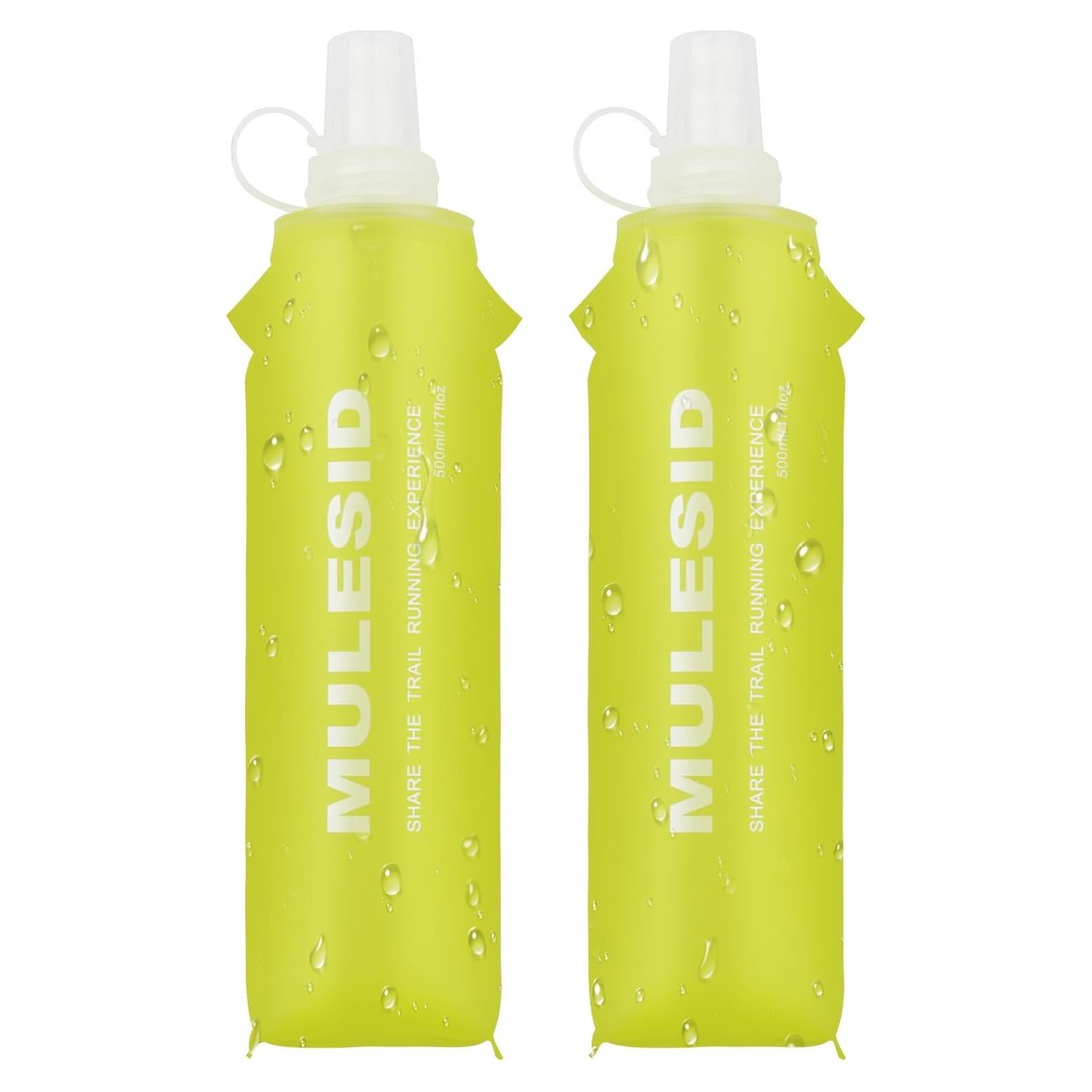 Botellas de Agua Plegables MULESID 500ml para Correr - 2 Unidades