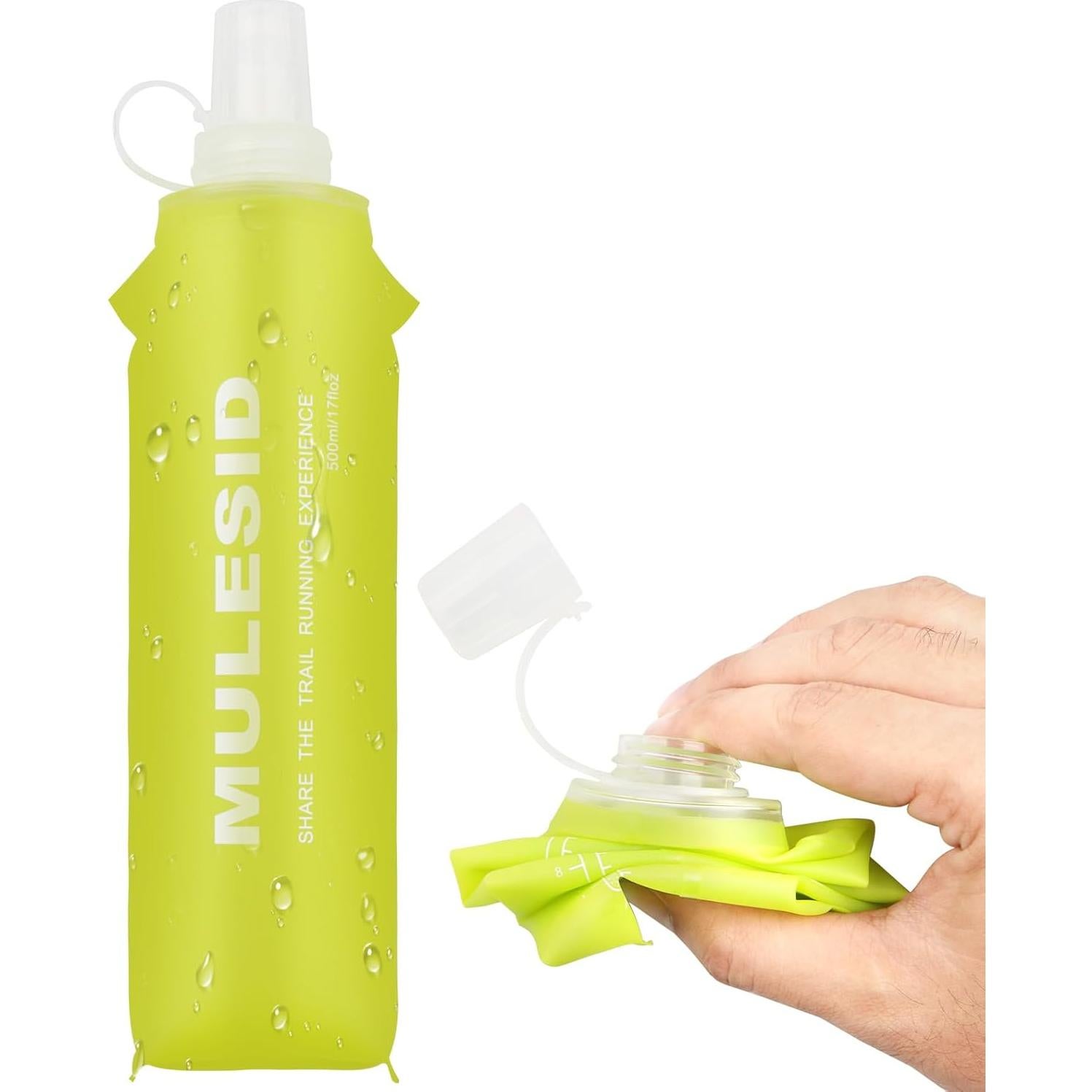 Botellas de Agua Plegables MULESID 500ml para Correr - 2 Unidades