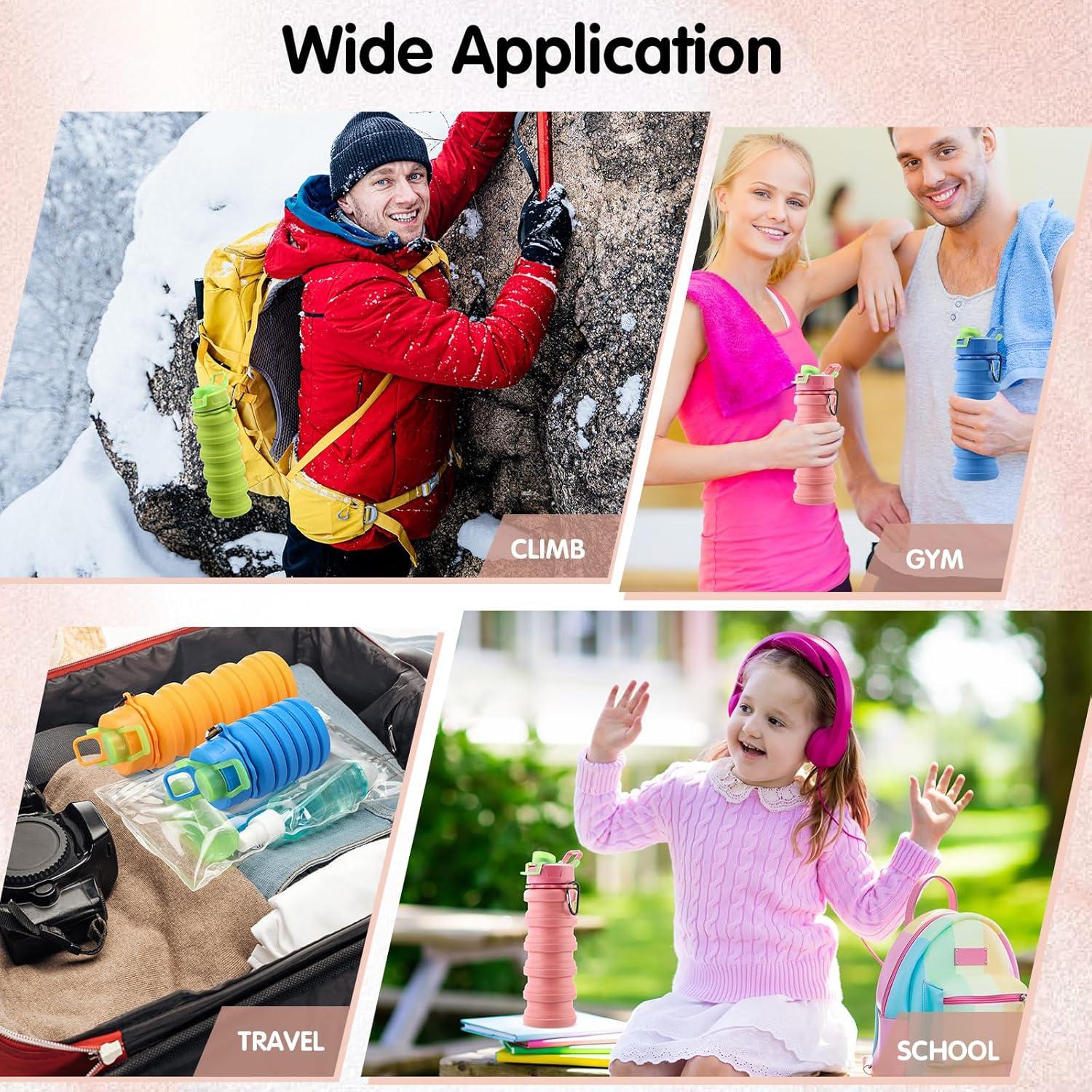 30 Botellas de Agua Plegables Sunnyray 500ml Silicona Colorida