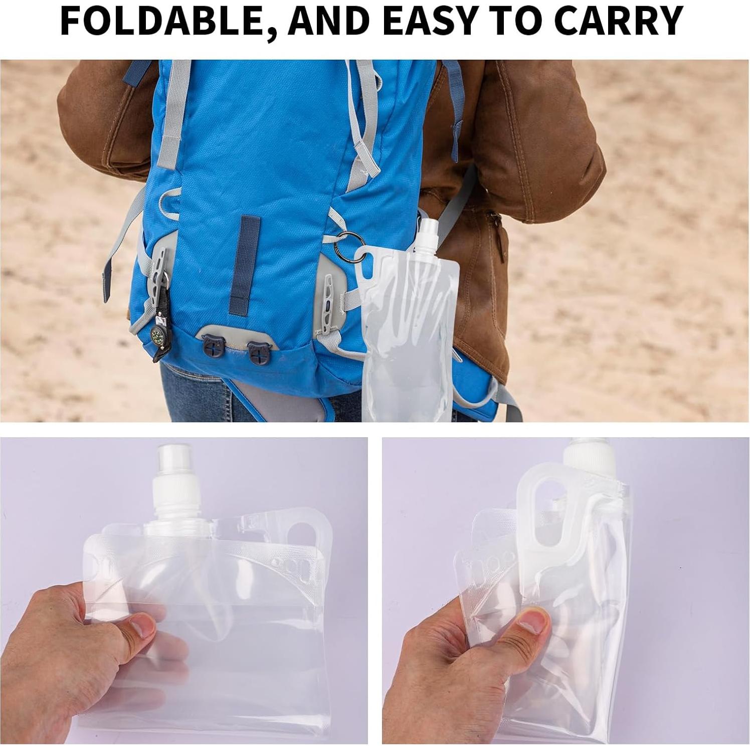 5 Botellas de Agua Plegables 1L Gosknor para Senderismo