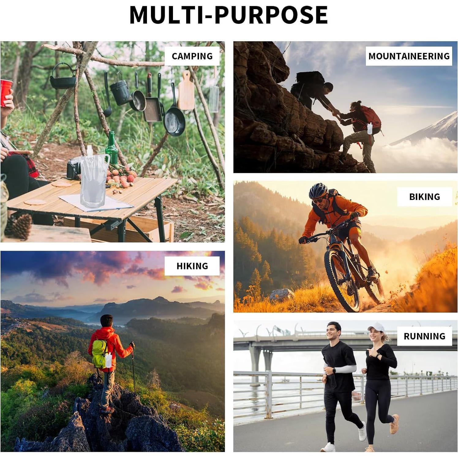 5 Botellas de Agua Plegables 1L Gosknor para Senderismo