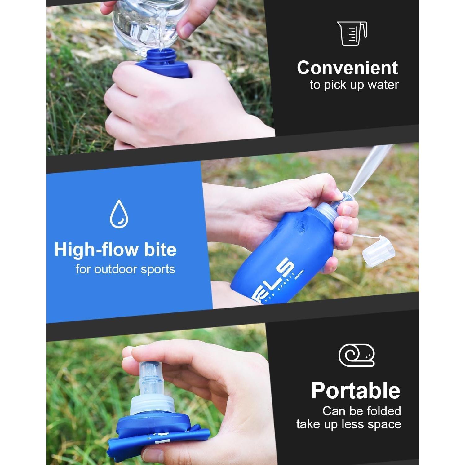 Botella de Agua Colapsable WRELS 500ml Sin BPA Negra