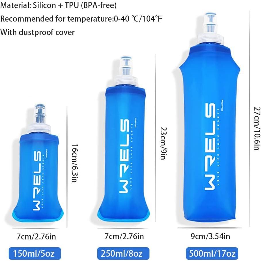 Botella de Agua Colapsable WRELS 500ml Sin BPA Negra