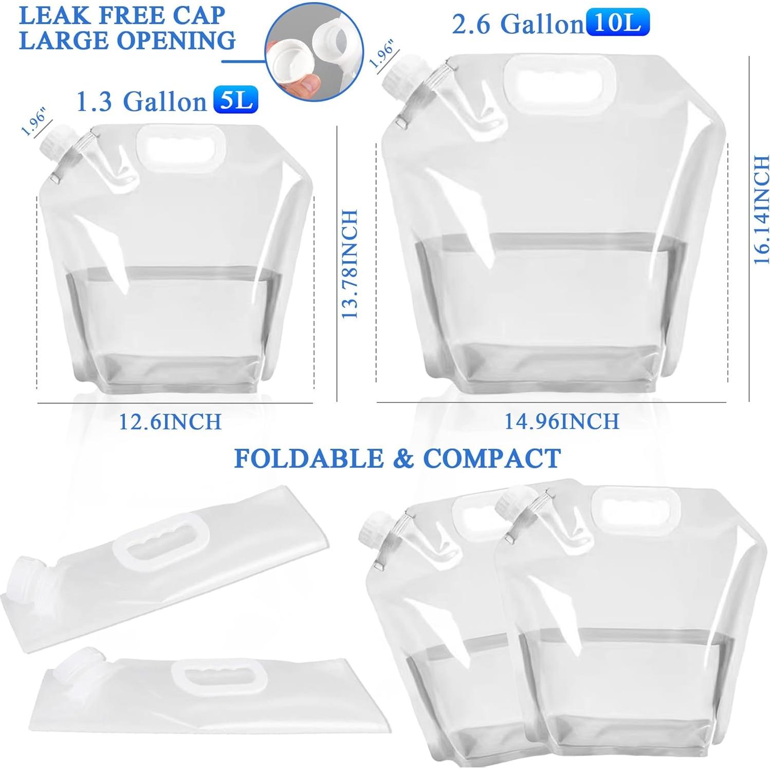 Paquete de 4 Jarras Plegables Cosell 5L - Agua Libre de BPA