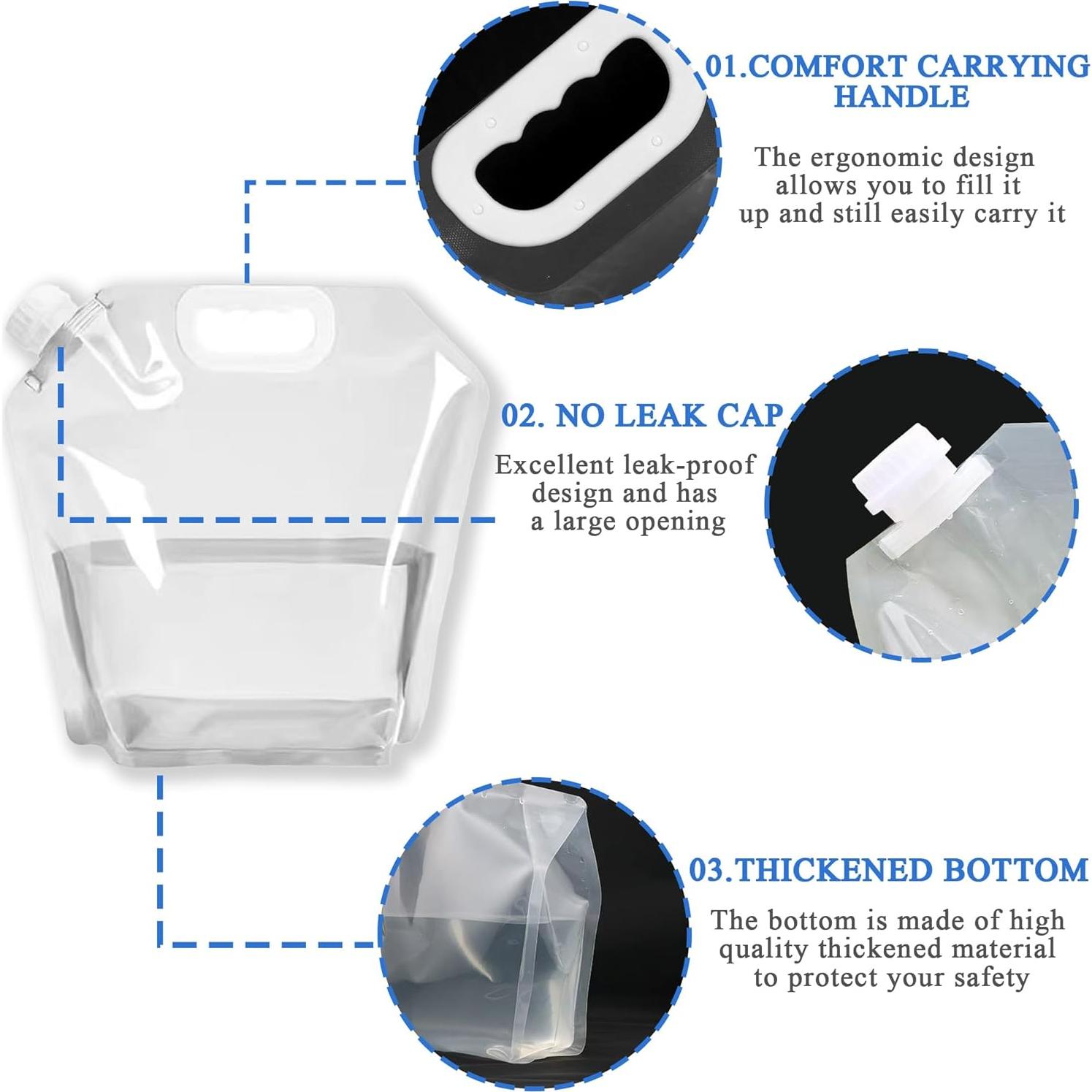 Paquete de 4 Jarras Plegables Cosell 5L - Agua Libre de BPA