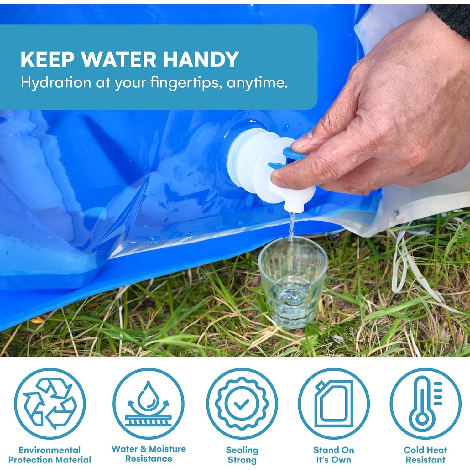 Contenedor de Agua Plegable ACOWAY 10L - Azul y Blanco - 2 Unidades