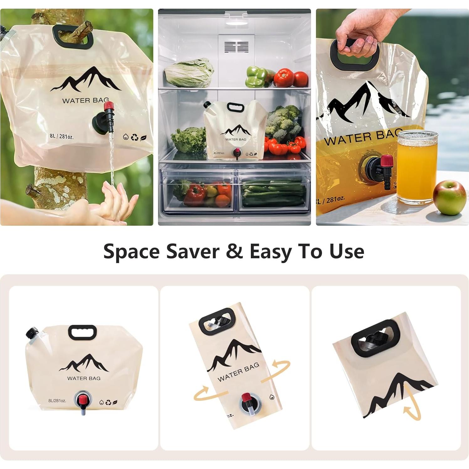 Contenedor de Agua Plegable Genérico 8L con Grifo a Prueba de Fugas