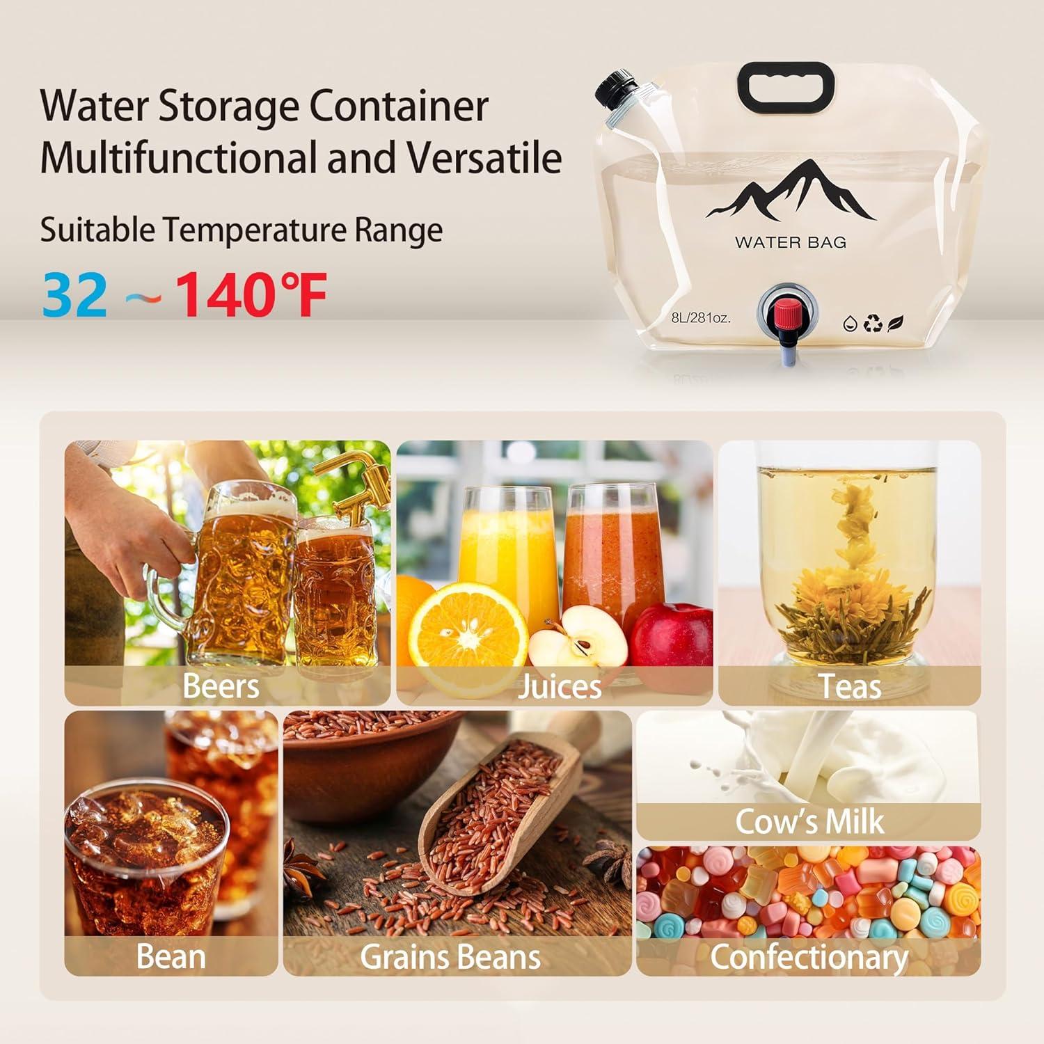 Contenedor de Agua Plegable Genérico 8L con Grifo a Prueba de Fugas