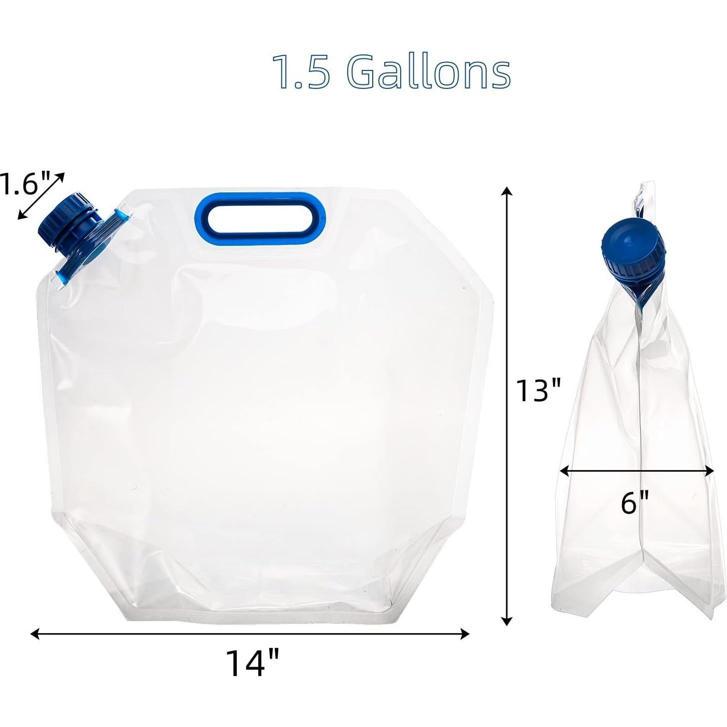 AVLA 6 Bolsas Plegables de Agua 5.7L Plástico Claro Camping