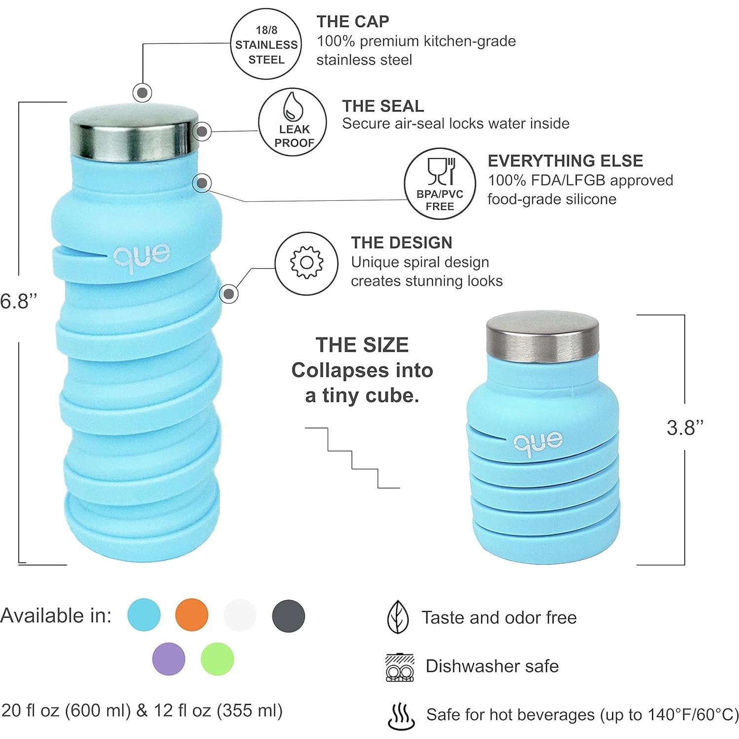 Botella de Agua Plegable que - 355ml Blanco Elegante