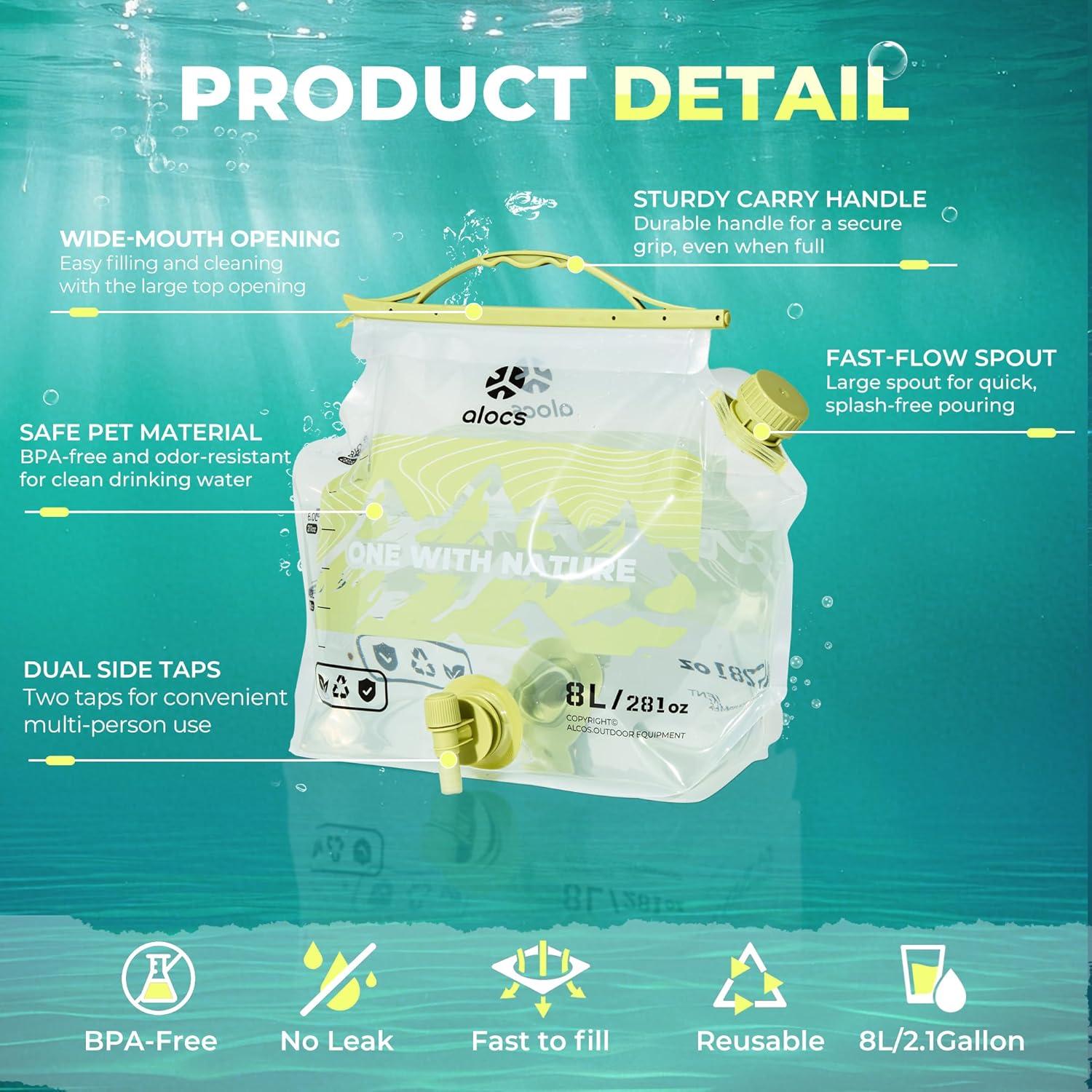 Bolsa de Agua Colapsable Alocs AC-19 8L Doble Grifo