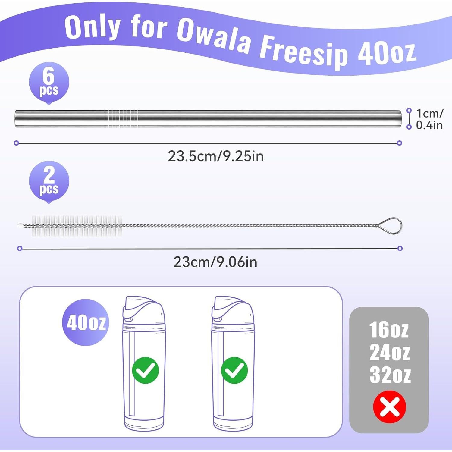 6 Popotes de Acero Inoxidable Reutilizables XHJH para Owala 40oz