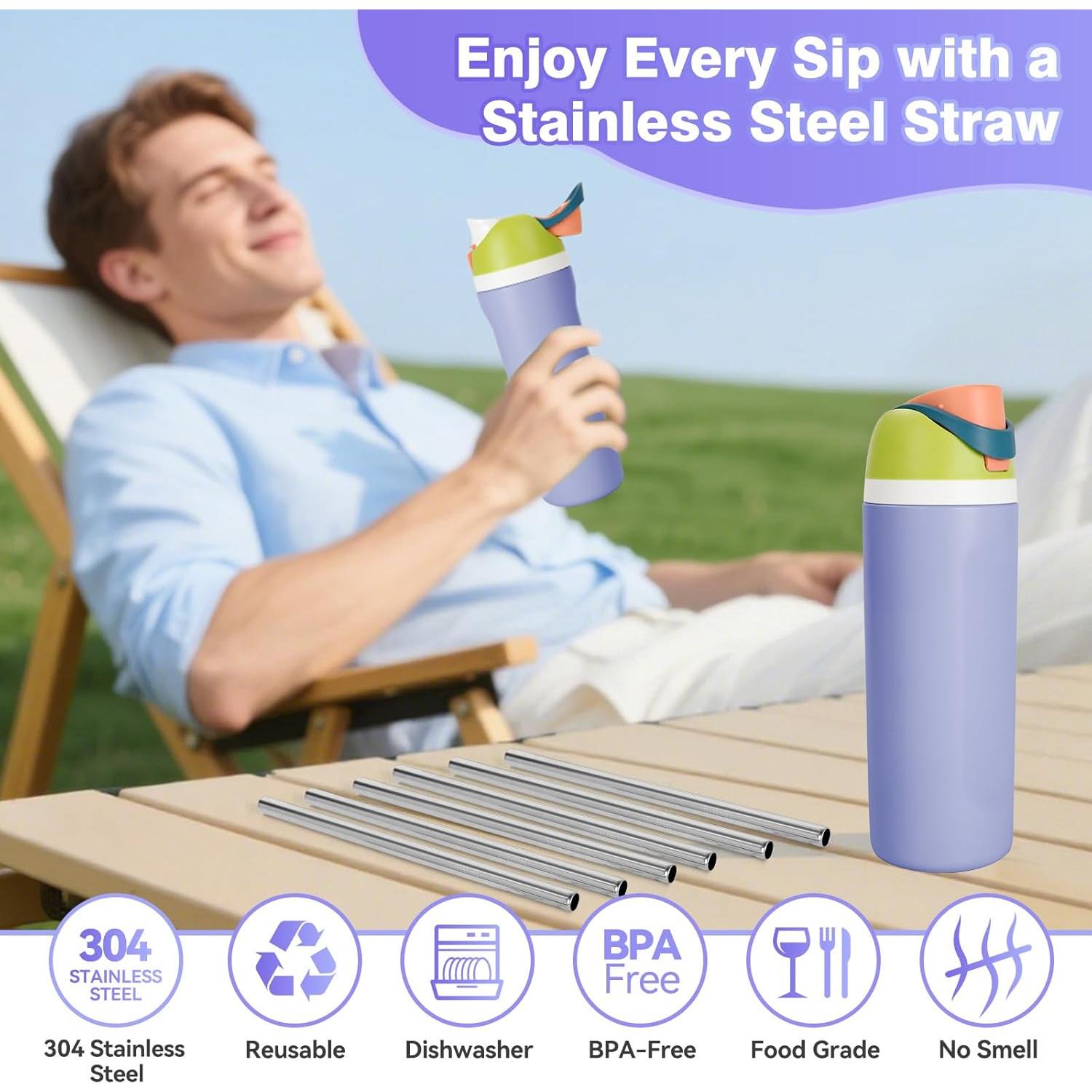 6 Popotes de Acero Inoxidable Reutilizables XHJH para Owala 40oz