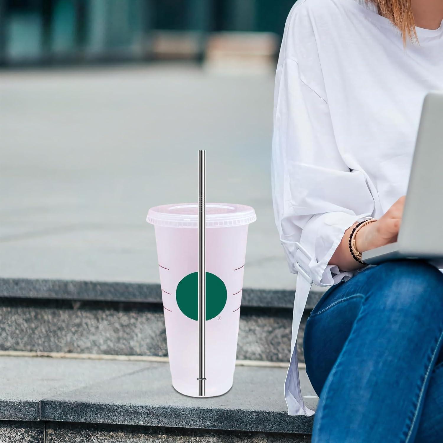 Popotes de Acero Inoxidable QUVIAE 10.5" Reutilizables 6 PCS