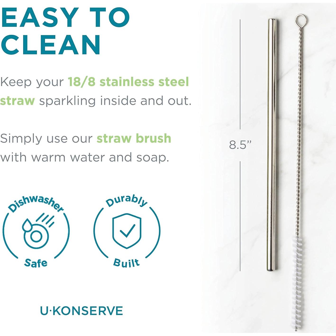 Popotes Reutilizables de Acero Inoxidable U-Konserve 21.6 cm - Set de 2