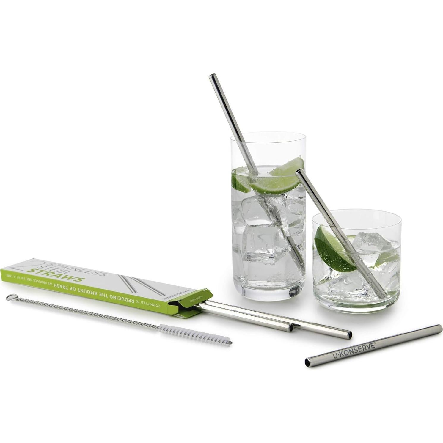 Popotes Reutilizables de Acero Inoxidable U-Konserve 21.6 cm - Set de 2