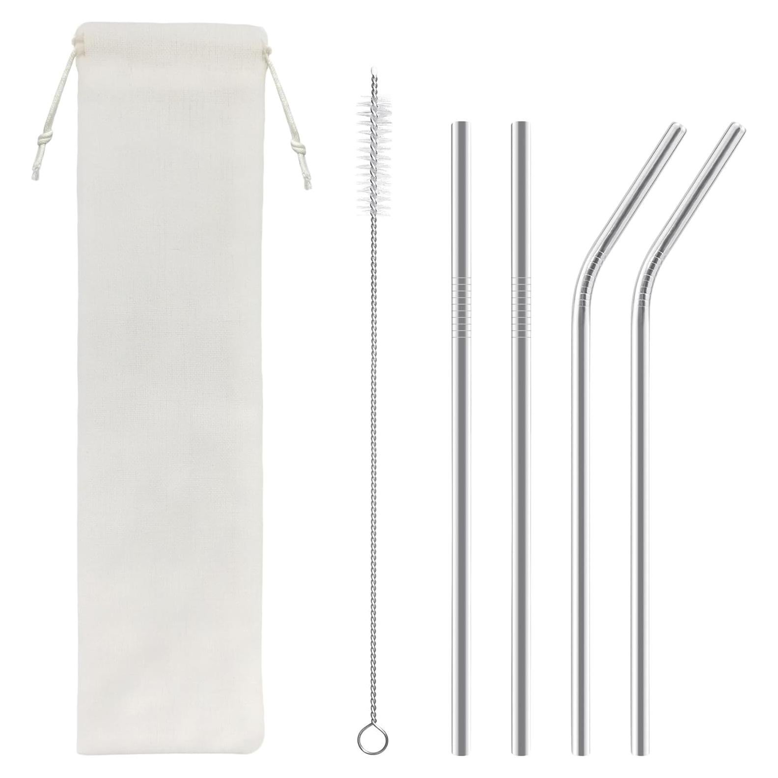 Pajitas de Acero Inoxidable Reutilizables BlingKingdom 4 PCS